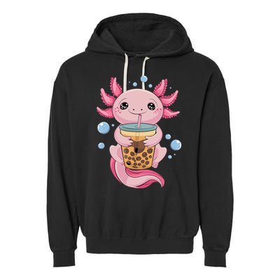 Axolotl Boba Tea Bubble Tea Kawaii Axolotl Garment-Dyed Fleece Hoodie