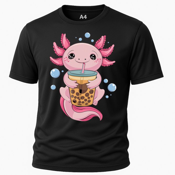Axolotl Boba Tea Bubble Tea Kawaii Axolotl Cooling Performance Crew T-Shirt
