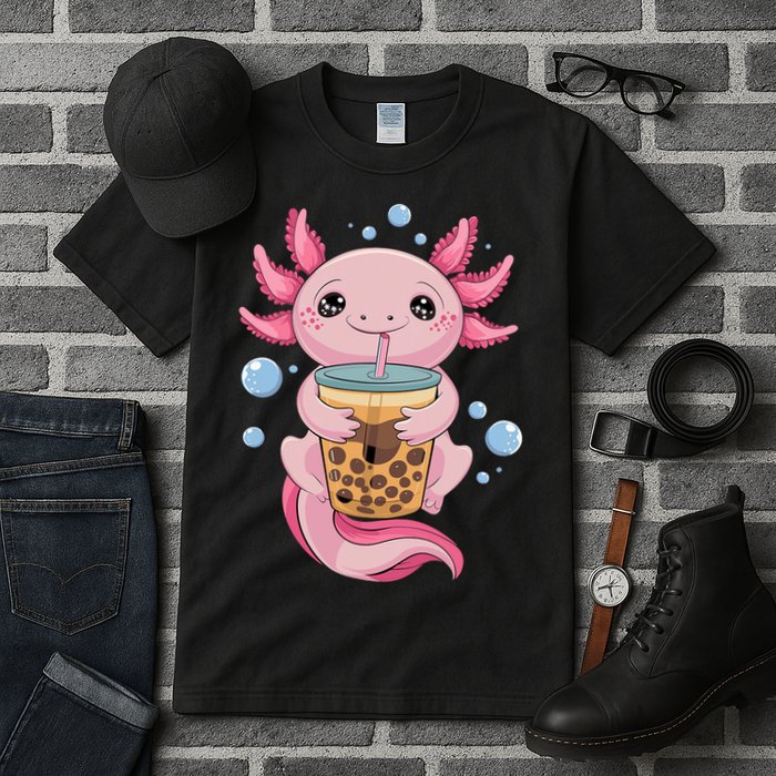 Axolotl Boba Tea Bubble Tea Kawaii Axolotl Tall T-Shirt