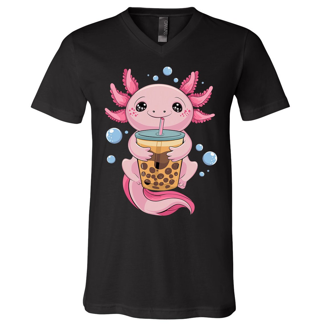 Axolotl Boba Tea Bubble Tea Kawaii Axolotl V-Neck T-Shirt