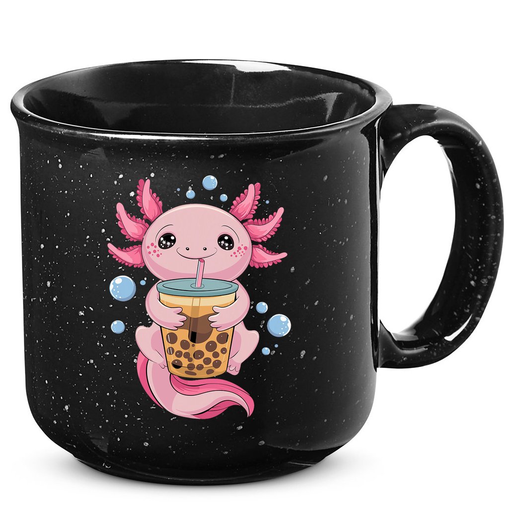 Axolotl Boba Tea Bubble Tea Kawaii Axolotl 15oz Campfire Ceramic Mug