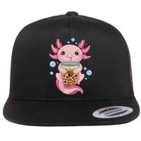 Axolotl Boba Tea Bubble Tea Kawaii Axolotl Flat Bill Trucker Hat