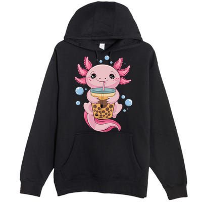 Axolotl Boba Tea Bubble Tea Kawaii Axolotl Premium Pullover Hoodie