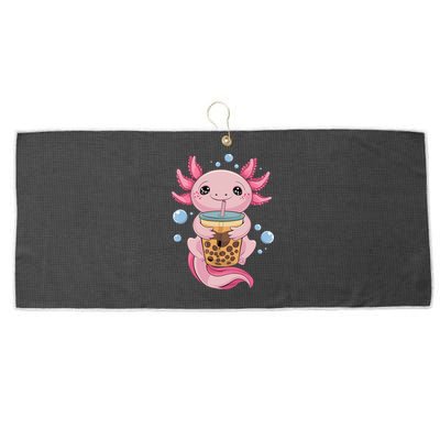 Axolotl Boba Tea Bubble Tea Kawaii Axolotl Large Microfiber Waffle Golf Towel