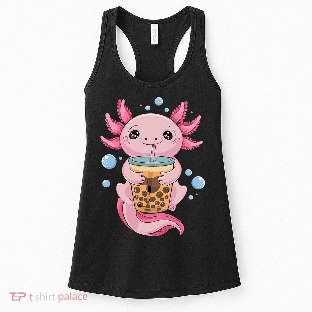 Axolotl Boba Tea Bubble Tea Kawaii Axolotl Womens Tank Top
