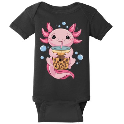 Axolotl Boba Tea Bubble Tea Kawaii Axolotl Baby Bodysuit