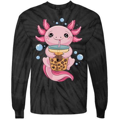 Axolotl Boba Tea Bubble Tea Kawaii Axolotl Tie-Dye Long Sleeve Shirt