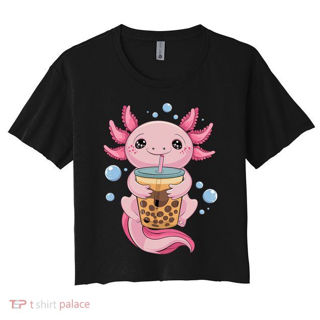 Axolotl Boba Tea Bubble Tea Kawaii Axolotl Crop Top
