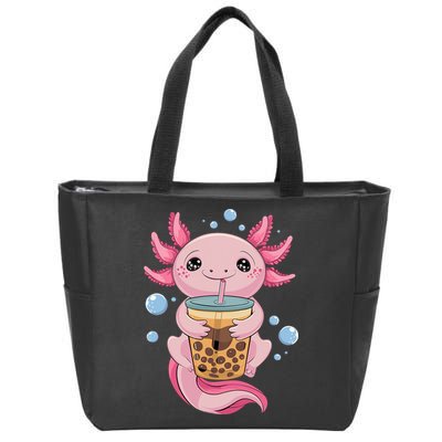 Axolotl Boba Tea Bubble Tea Kawaii Axolotl Zip Tote Bag