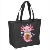 Axolotl Boba Tea Bubble Tea Kawaii Axolotl Zip Tote Bag