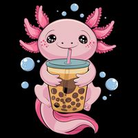 Axolotl Boba Tea Bubble Tea Kawaii Axolotl Zip Tote Bag