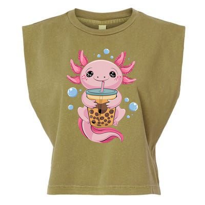Axolotl Boba Tea Bubble Tea Kawaii Axolotl Garment-Dyed Women's Muscle Tee