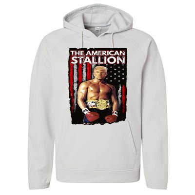 America Boxer Trump Rocky Trump Meme Trump 2024 Performance Fleece Hoodie