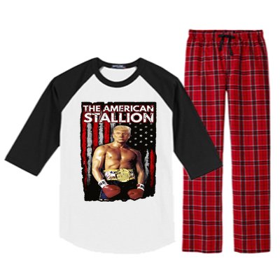 America Boxer Trump Rocky Trump Meme Trump 2024 Raglan Sleeve Pajama Set