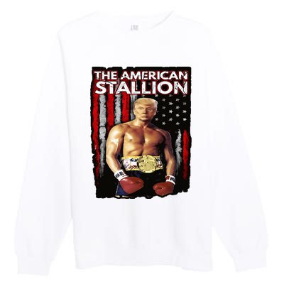 America Boxer Trump Rocky Trump Meme Trump 2024 Premium Crewneck Sweatshirt