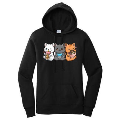 Anime Boba Tea Bubble Tea Gaming Gamer Ramen Cat Women's Pullover Hoodie