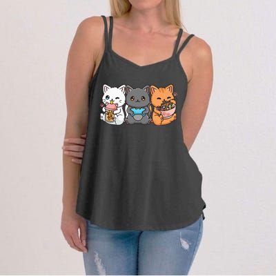 Anime Boba Tea Bubble Tea Gaming Gamer Ramen Cat Women's Strappy Tank