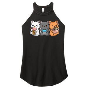 Anime Boba Tea Bubble Tea Gaming Gamer Ramen Cat Women’s Perfect Tri Rocker Tank