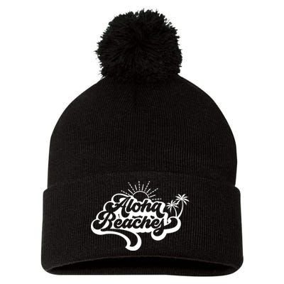 Aloha Beaches Tropical Vacation Pom Pom 12in Knit Beanie