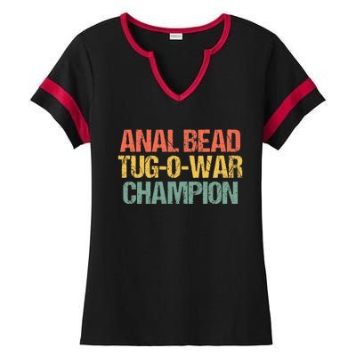 Anal Bead Tugowar Champion Funny Saying Sarcastic Novelty Ladies Halftime Notch Neck Tee