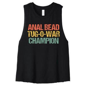 Anal Bead Tugowar Champion Funny Saying Sarcastic Novelty Women's Racerback Cropped Tank