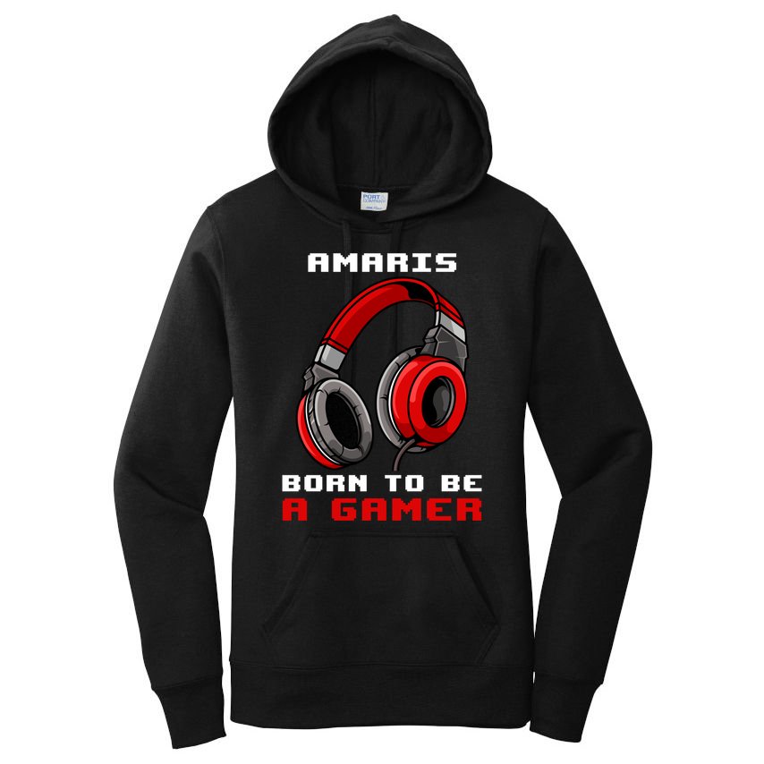 Amaris Born To Be A Gamer Personalized Gift Funny Gamer Women's Pullover Hoodie