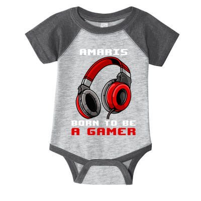 Amaris Born To Be A Gamer Personalized Gift Funny Gamer Infant Baby Jersey Bodysuit