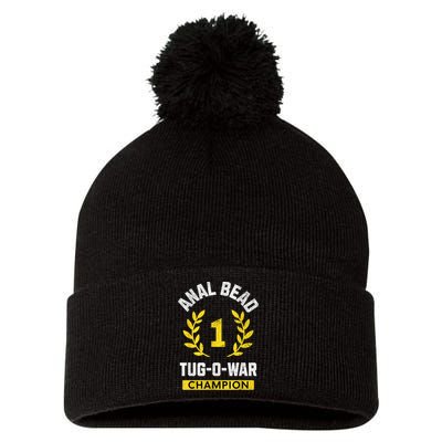 Anal Bead Tugowar Champion Funny Quote Sarcastic Saying Pom Pom 12in Knit Beanie