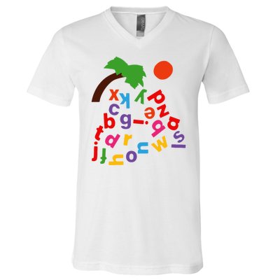 Alphabet Boom Tree V-Neck T-Shirt