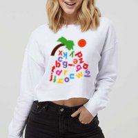 Alphabet Boom Tree Cropped Pullover Crew