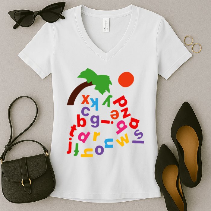 Alphabet Boom Tree Women's V-Neck T-Shirt