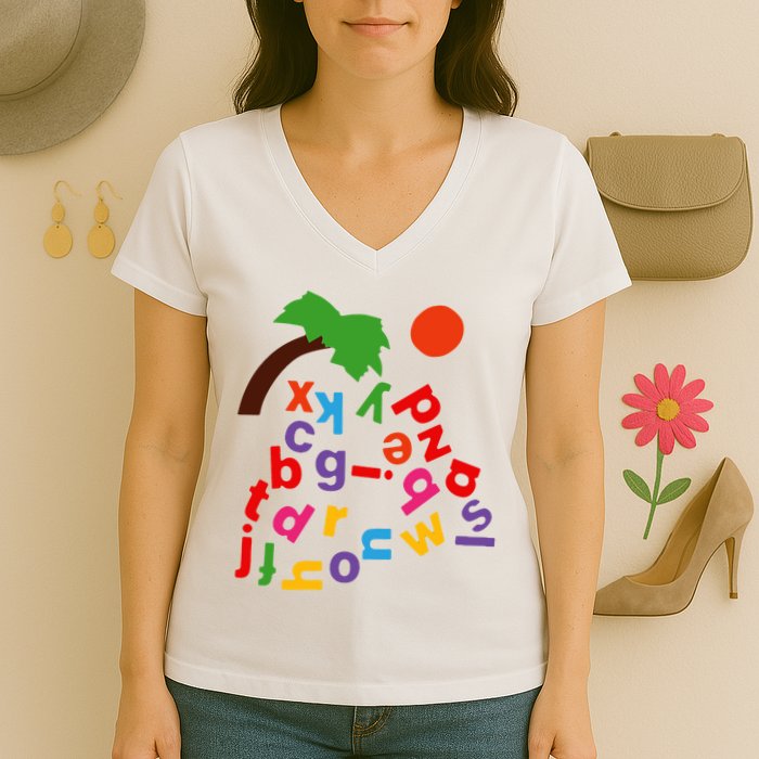 Alphabet Boom Tree Women's V-Neck T-Shirt