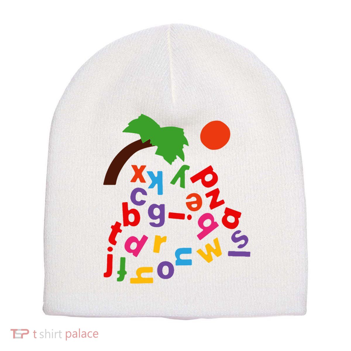 Alphabet Boom Tree Short Acrylic Beanie