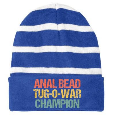 Anal Bead Tugowar Champion Striped Beanie with Solid Band