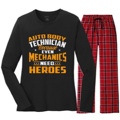 Auto Body Technician Heroes Automotive Car Customizer Women's Long Sleeve Flannel Pajama Set 