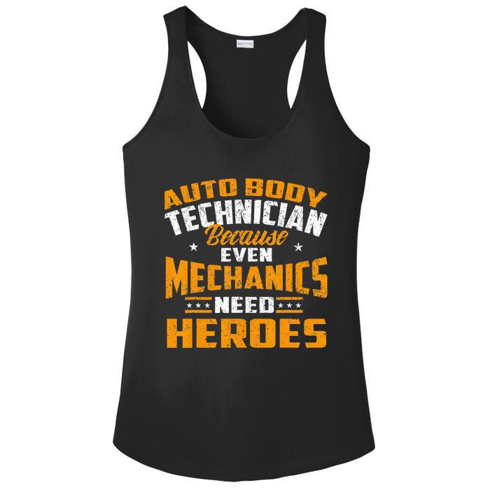 Auto Body Technician Heroes Automotive Car Customizer Ladies PosiCharge Competitor Racerback Tank