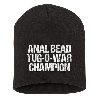 Anal Bead Tugowar Champion Funny Saying Sarcastic Novelty Short Acrylic Beanie
