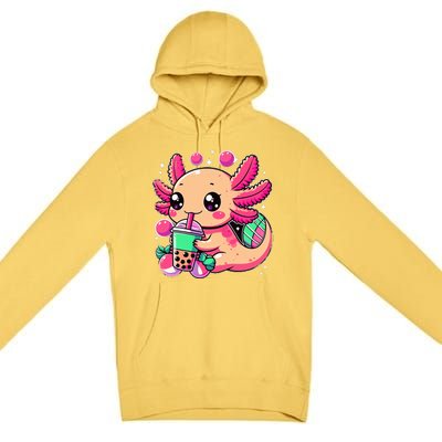 Axolotl Boba Tea Kawaii Neko Japanese Bubble Tea Premium Pullover Hoodie