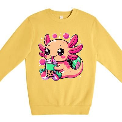 Axolotl Boba Tea Kawaii Neko Japanese Bubble Tea Premium Crewneck Sweatshirt