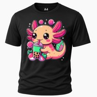 Axolotl Boba Tea Kawaii Neko Japanese Bubble Tea Cooling Performance Crew T-Shirt