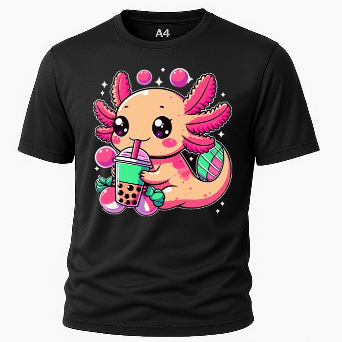 Axolotl Boba Tea Kawaii Neko Japanese Bubble Tea Cooling Performance Crew T-Shirt