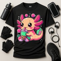 Axolotl Boba Tea Kawaii Neko Japanese Bubble Tea Cooling Performance Crew T-Shirt