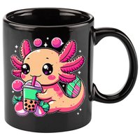 Axolotl Boba Tea Kawaii Neko Japanese Bubble Tea 11oz C Handle Ceramic Mug