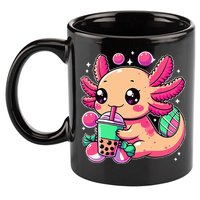 Axolotl Boba Tea Kawaii Neko Japanese Bubble Tea 11oz C Handle Ceramic Mug
