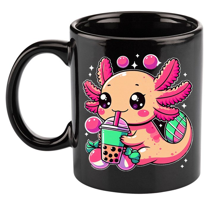 Axolotl Boba Tea Kawaii Neko Japanese Bubble Tea 11oz C Handle Ceramic Mug