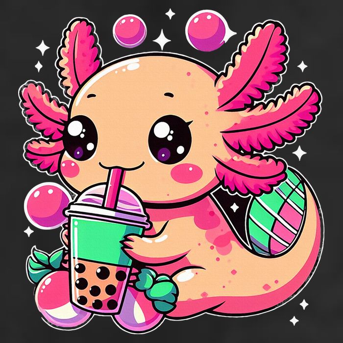 Axolotl Boba Tea Kawaii Neko Japanese Bubble Tea 11oz C Handle Ceramic Mug