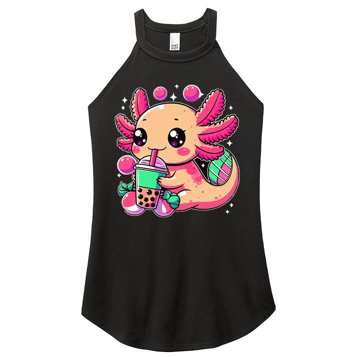Axolotl Boba Tea Kawaii Neko Japanese Bubble Tea Women's Perfect Tri Rocker Tank