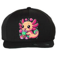 Axolotl Boba Tea Kawaii Neko Japanese Bubble Tea Wool Snapback Cap