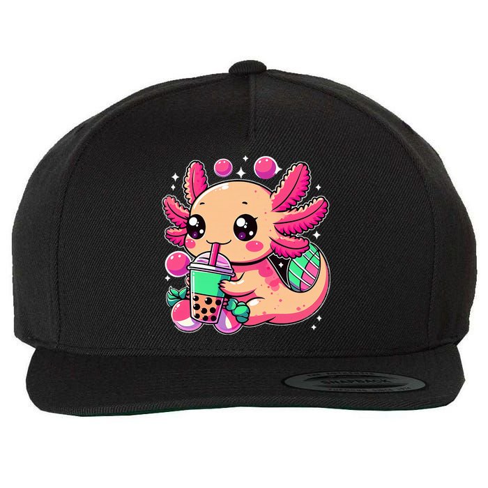 Axolotl Boba Tea Kawaii Neko Japanese Bubble Tea Wool Snapback Cap