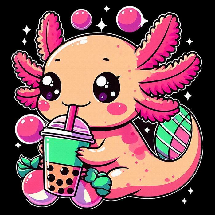 Axolotl Boba Tea Kawaii Neko Japanese Bubble Tea Wool Snapback Cap